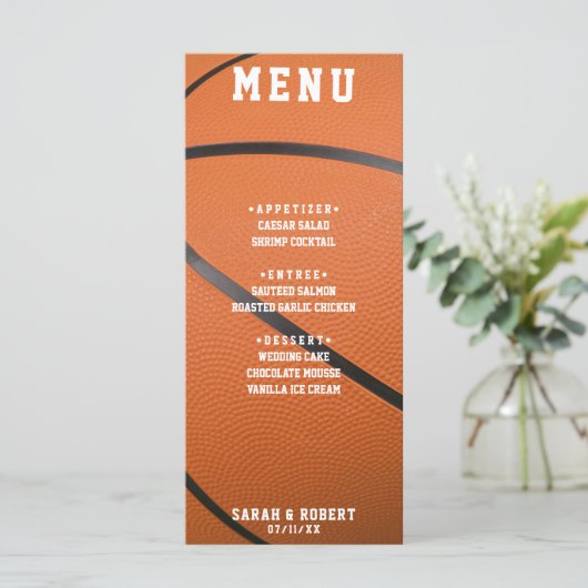 Menu Basketball Sport Orange Mariage Réception (Debout devant)