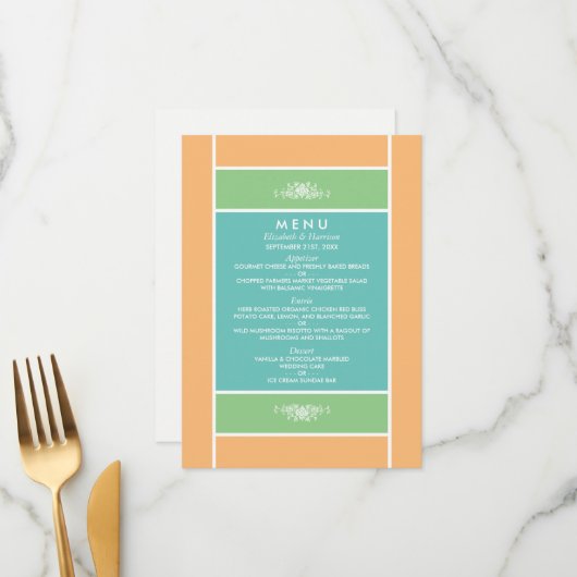 Menu Bâtiment Pastel moderne - Couleurs tropicales - Ma (Devant/Arrière en situation)
