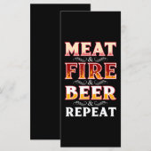 Menu BBQ | BBQ Grill Fumer Viande Feu Bière Répétition (Devant / Derrière)