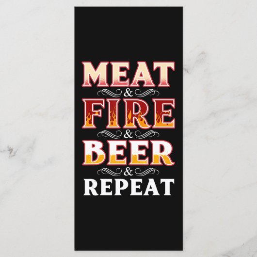 Menu BBQ | BBQ Grill Fumer Viande Feu Bière Répétition (Devant)