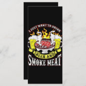 Menu BBQ | BBQ Griller Bière Fumée Viande Drôle Citatio (Devant / Derrière)