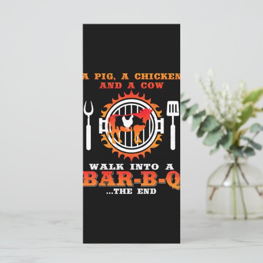 Menu BBQ | Un Cochon Et Un Poulet Marcher Dans Un Bar B (Debout devant)