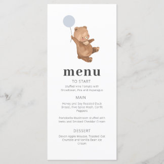 Menu Bear Blue Balloon