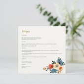 Menu Beau Mariage d'aquarelle fleurie (Debout devant)