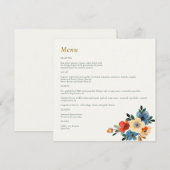 Menu Beau Mariage d'aquarelle fleurie (Devant / Derrière)