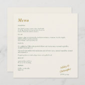 Menu Beau Mariage d'ivoire Floral Aquarelle (Devant / Derrière)