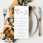 Menu Beau Monogramme Floral Mariage de couronne dessiné