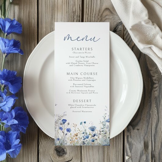 Menu Bébé Bleu En Fleur Baby shower Fleur sauvage Flora