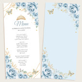 Menu Bébé Bleu Or Floral Quinceanera