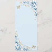 Menu Bébé Bleu Or Floral Quinceanera (Dos)