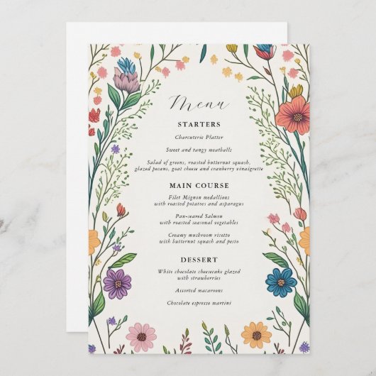 Menu Bébé fleur sauvage dans douche en fleurs (Devant / Derrière)