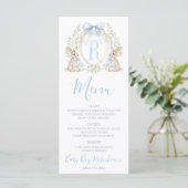 Menu Bébé Garçon Lapin Shower Préparé Bleu Gingham (Debout devant)