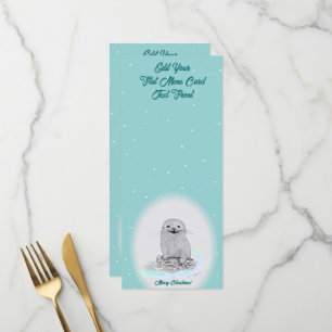 Menu Bébé loutre de mer blanche mignonne, Joyeux Noël