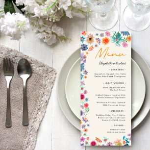 Menu Beige Boho Chic Floral Fleur sauvage Jardin Mariag