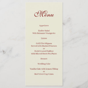 Menu beige et bordeaux simple et élégant