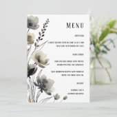 Menu Beige Neutral Floral Wedding (Debout devant)