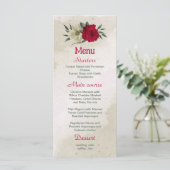 Menu belle fleurs rouge pâle jaune mariage (Debout devant)