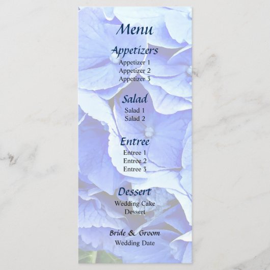 Menu Belle Hortensia Bleue (Devant)