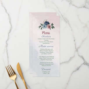 Menu Belle rose bleu marine rose poussiéreux fleurs ver