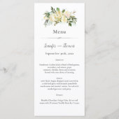 Menu Belle Roses Blanches Mariage Floral (Devant)