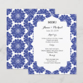 MENU Belle suite Mariage Baroque Bleue & Blanc (Devant / Derrière)