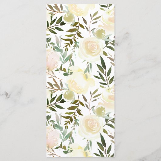 Menu Belles fleurs | Mariage aquarelle (Dos)