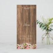 Menu Belles roses roses roses et blanches sur bois - Me (Debout devant)