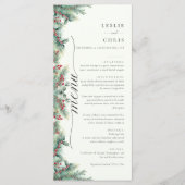 Menu Berries d'hiver et Pine Aquarelle Mariage de verdu (Devant)