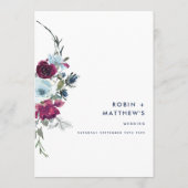 Menu Berry, Bourgogne et Flore bleue, Mariage élégant (Dos)