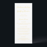 Menu Beurre de script gras Mariage élégant Jaune<br><div class="desc">Menus mariages de style classique avec un design simple mais élégant avec vos noms dans le script et vos détails dans les polices serif.</div>