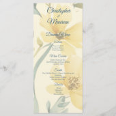 Menu Beurre Jaune bleu pâle Mariage d'aquarelle Floral (Devant)