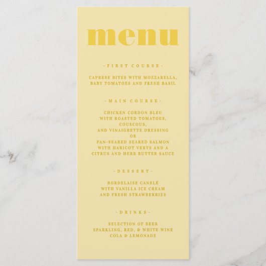Menu Beurre Jaune Mariage simple (Devant)