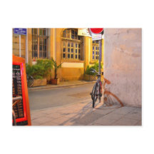 Menu, Bicycle, Shadow France buiten een restaurant
