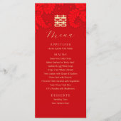 Menu bilingue Mariage traditionnel chinois anglais (Devant)