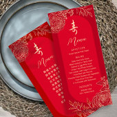 Menu Bilingue Ranunculus Chinois "Longévité" Anniversai