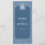 Menu Bilingue vietnamienne gris bleu Chant Mariage (Dos)