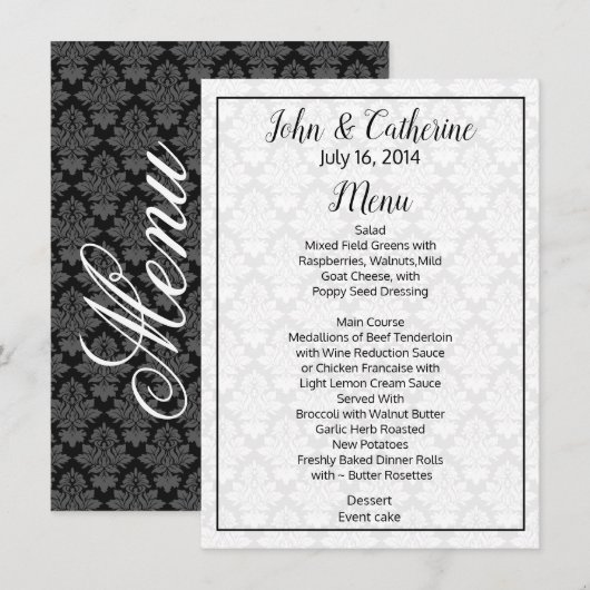 Menu Bindtafel zwart-wit (Voorkant / Achterkant)