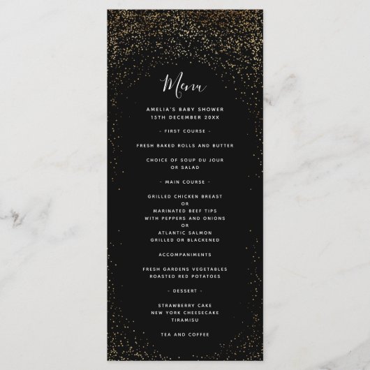 Menu Black and Gold Faux Foil (Voorkant)