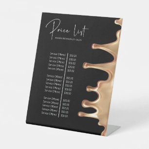 Menu Black and Gold Metallic Beauty Salon Service Reclamebord Met Voetstuk