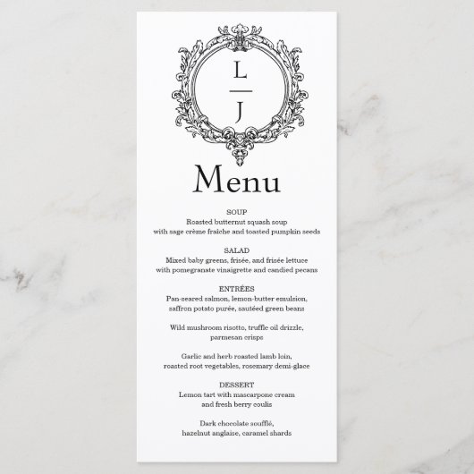 Menu black and white foliage Crest wedding (Devant)