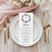 Menu black and white foliage Crest wedding