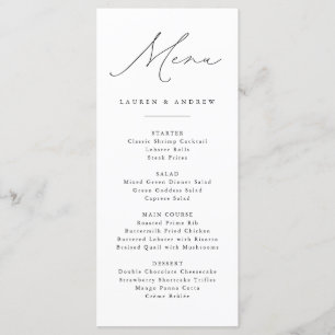 Menu Black and White Modern Classic Mariage Event