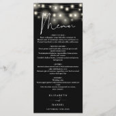 Menu Black And White String Lights Wedding Dinner (Devant)