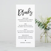 Menu Black Bold Moderne Calligraphie Mariage Boissons (Debout devant)