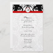 Menu Black Damask Red Trim Weddenschap (Voorkant / Achterkant)