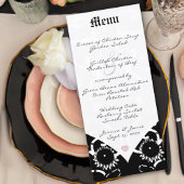 Menu Black Damask Wedding