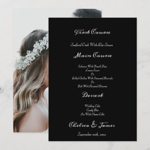 Menu Black Elegant Photo Calligraphie Script Mariage