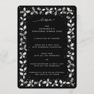 Menu Black Hand imprimé Holly+Berries Noël