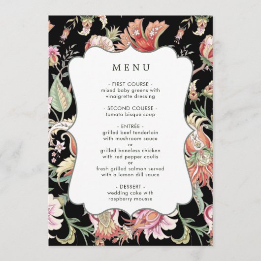 Menu Black | Imaginaire tropical Boho Floral Mariage Me (Devant)