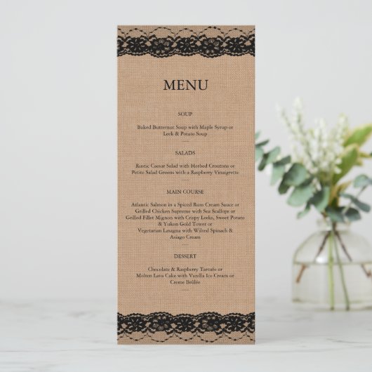 Menu Black Lace & Burlap (Debout devant)